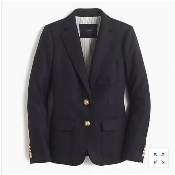 J. CREW Rare 100% Wool lined Rhodes Navy Blue Blazer Size 4 - Picture 2 of 7